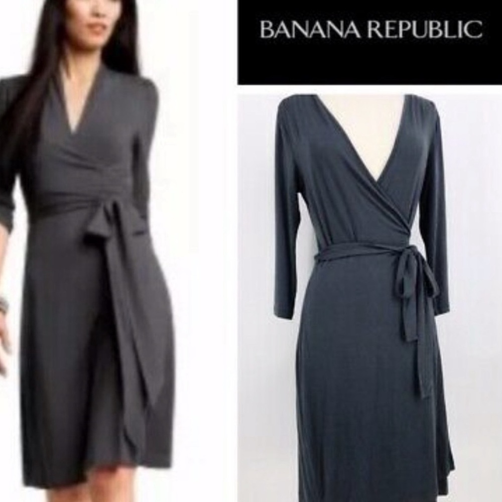 Banana Republic Charcoal gray wrap dress NWT sz S